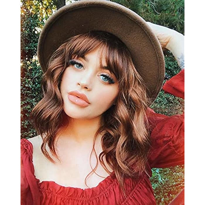 DILLARDS Moryda Short Wavy Synthetic Wig Brown Curly Wig For Women Lightweight And Comfortable Wigs For Daily Party Cosplay(Short Brown) - Image 4